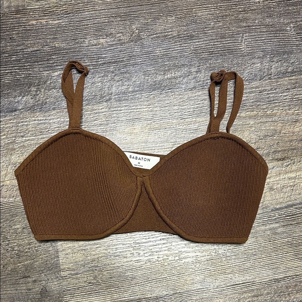 Babaton Cocoa Ribbed Bralette
